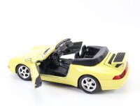 Bburago Modellauto PKW Rennwagen Porsche 911 Carrera gelb 1993 Metall 1:24