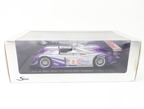 Spark S1804 Modellauto Rennwagen Audi R8 n°8 Team Veloqx 5th LM 2004 / 1:18 OVP