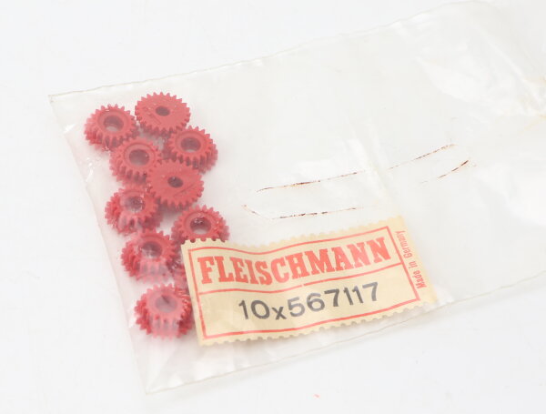 E1641 Fleischmann N 567117 Ersatzteil 10x Zahnrad Z=18/23 M0!4 - rot