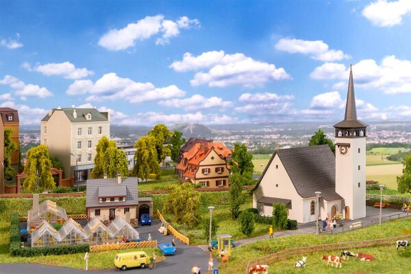 Faller Spur N 239010 Gebäude-Bausatz Dorf Aktions-Set Ep. III 1:160