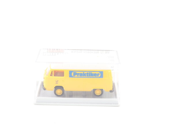 Brekina H0 33807 Modellauto Post VW T2 Hochdach DBP Praktiker gelb 1:87