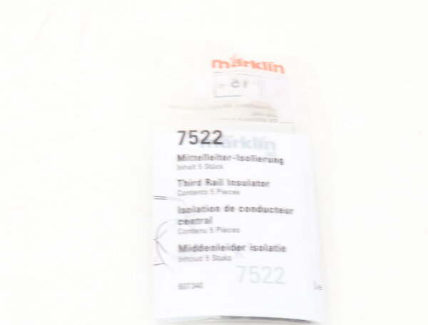 Märklin H0 7522 Zubehör 5-tlg. Mittelleiter-Isolierung K-Gleis