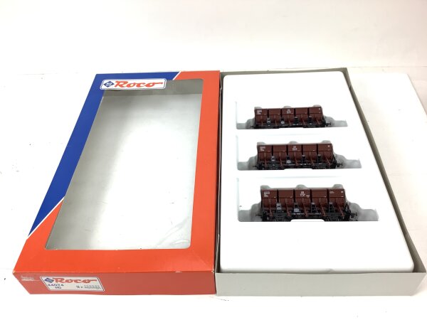 Roco H0 44074 Güterwagen Set 3-tlg. Muldenkippwagen Ommi DB / AC NEM OVP