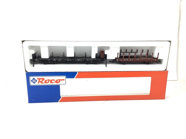 Roco H0 44083 Güterwagen-Set 2-tlg.  Rungenwagen  Elsass Lothringen K.P.E.V./NEM