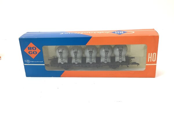 Roco H0 4338 Güterwagen Behältertragwagen mit 5 Kugelbbehältern 521-5 DB  / NEM