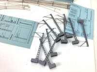 Hobbex H0 OH 100 Oberleitung 10x Flachmast mit Ausleger und Fahrdraht OVP