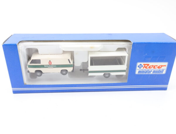 Roco H0 1434 Modellauto PKW VW Bus T3 Kasten mit Verkaufsanhänger 1:87