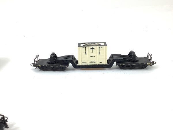 Märklin H0 4618 Güterwagen Tiefladewagen mit Überseekiste BAHIA 980 896 DB