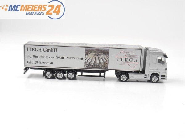 Spur H0 Modellauto LKW Sattelzug MB Actros "ITEGA GmbH" 1:87 / Metall E564
