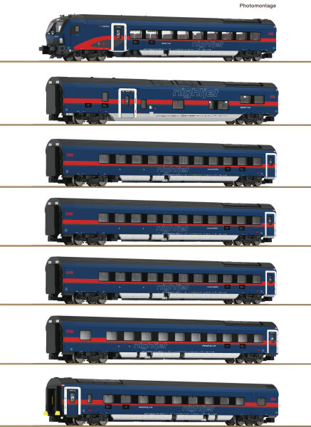 Fleischmann Spur N 6270065 Personenwagen 7er Set Nightjet  DCC Ep. VI