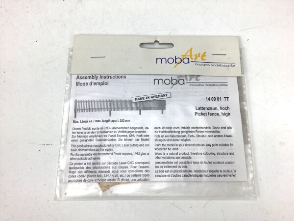 mobaArt TT 14 09 01 Ausschmückung Bausatz Lattenzaun 282mm / Holz