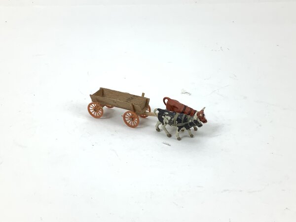 Haufe Kamenz ? Figuren Ochsengespann Ochsenfuhrwerk Dungwagen 1:87
