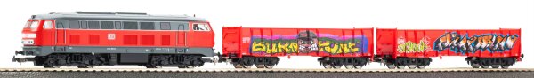 Piko H0 57032 Starter-Set kids Diesellok BR 218 + Gleis + 2x Güterwagen Eaos DB