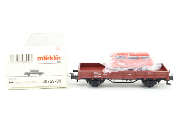 Märklin H0 00759-09 Güterwagen Niederbordwagen mit VW-Bus 313 8 479-3 DB / OVP