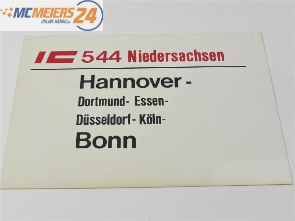 Zuglaufschild Waggonschild IC 524 Rheinland IC 544 Niedersachsen E568