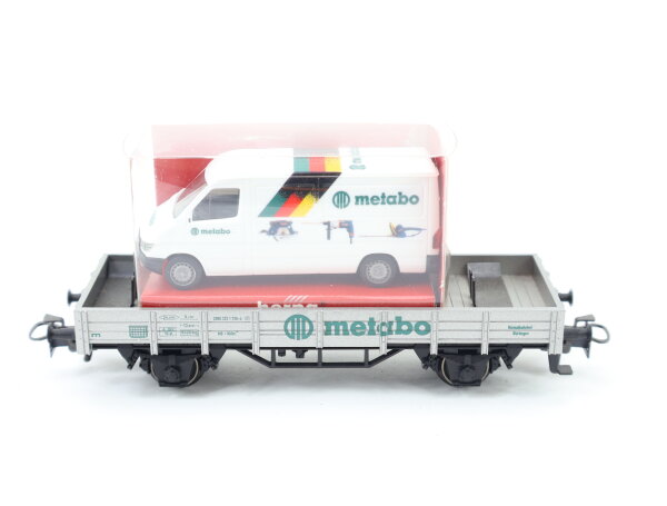 Märklin H0 94064 Güterwagen Niederbordwagen "Metabo" mit Servicebus