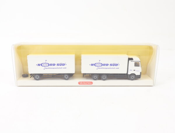 Wiking H0 599 05 42 Modellauto LKW Festkoffer-Lastzug MB Actros Nord-Süd 1:87