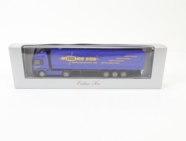 Herpa H0 Modellfahrzeug LKW MB Actros Gardinenplanen-Sattelzug "Nord-Süd" OVP