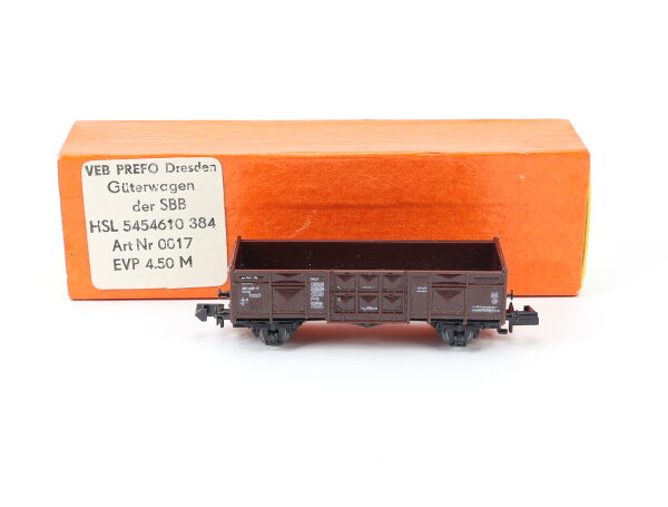 VEB Prefo Spur N 5454610/384/0017 offener Güterwagen Hochbordwagen dunkelbraun