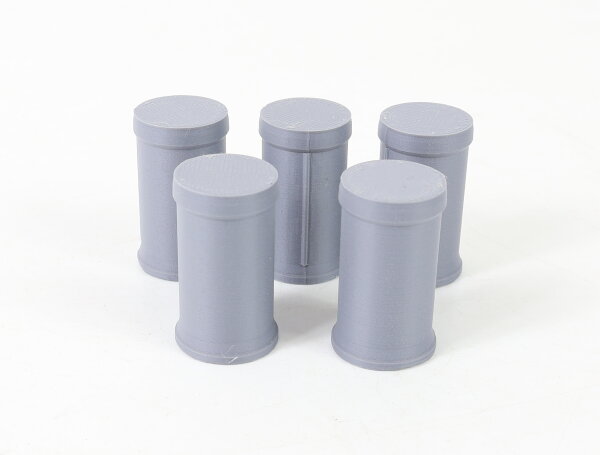 H0 5x Litfaßsäule Werbesäule stehend rund mit Naht grau | 18,4 x 31 mm | 1:87