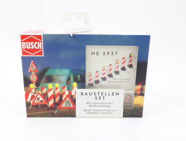 Busch H0 5937 Signal Baustellen-Set mit elektronischer Blinkschaltung / LED OVP