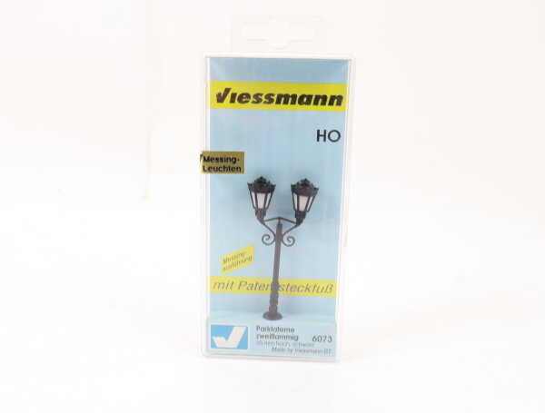Viessmann H0 6073 Lampe Leuchte Parklaterne 2-flammig schwarz  65 mm hoch/ LED