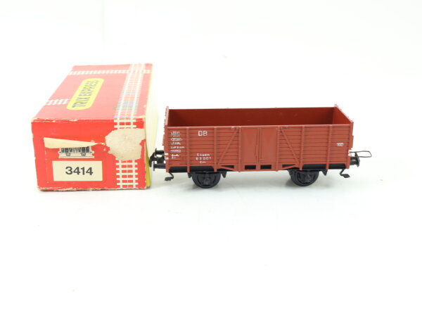 Trix Express H0 3414 offner Güterwagen Hochbordwagen 63 001 DB / Guss OVP
