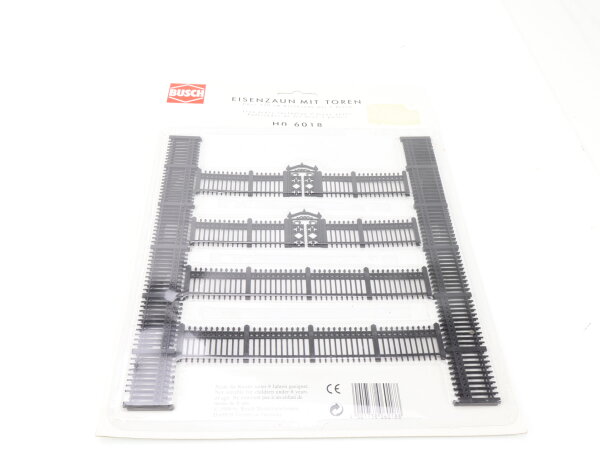 Busch H0 6018 Ausschmückung Eisenzaun mit Toren