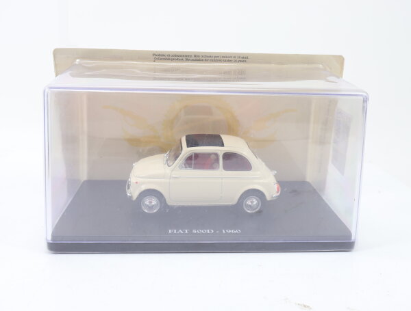 IXO  Modellauto PKW Fiat 500D (1960) beige mit Vitrine / 1:24 OVP
