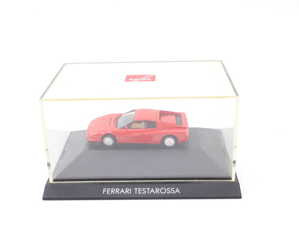 Herpa H0 2500 Automodell Rennwagen Ferrari Testarossa rot im Display 1:87