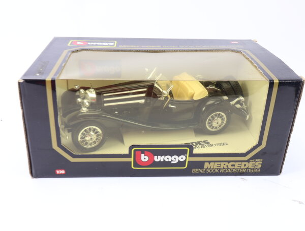 Bburago 3020 Modellauto PKW Mercedes-Benz 500 K Roadster (1936) schwarz / 1:20