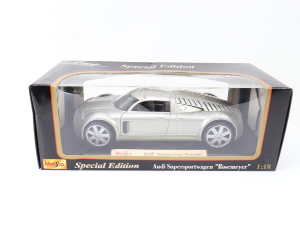 Maisto 31625 Modellauto PKW Audi Supersportwagen "Rosemeyer" silber / 1:18 OVP