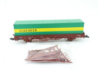 Roco H0 4399A Güterwagen Rungenwagen mit Container...