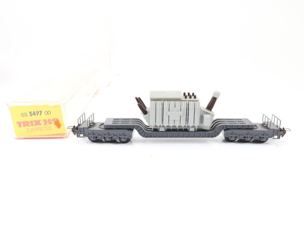 Trix Express H0 3497 Güterwagen Tiefladewagen + Trafo "Trafo-Union"