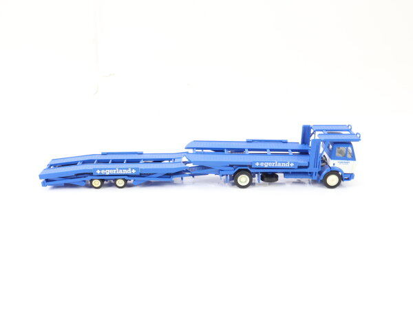 Herpa H0 906440 Modellauto LKW Autotransporter Mercedes MB "Egerland" blau 1:87