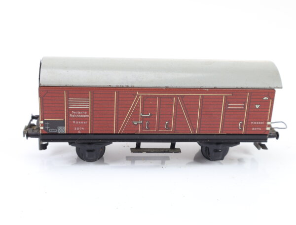 Trix Express H0 2074 gedeckter Güterwagen mit Bremserhaus Kassel 2074 DB / Blech