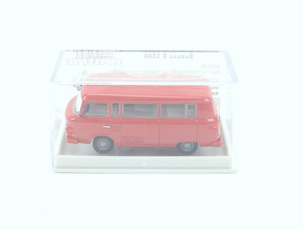Brekina H0 30037 Modellauto Transporter Barkas B 1000 Bus kaminrot 1:87