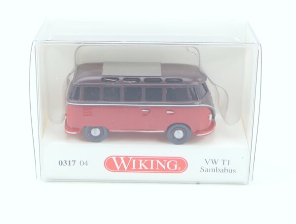 Wiking H0 0317 04 Modellauto PKW VW T1 Sambabus rot-braun 1:87 OVP
