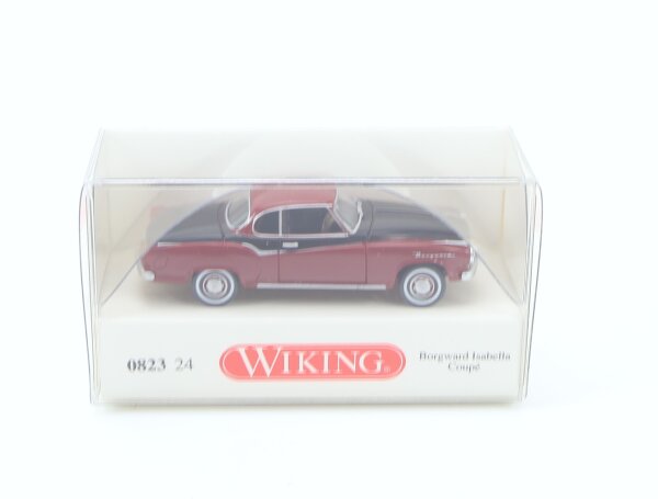 Wiking H0 0823 24 Modellauto PKW Borgward Isabella Coupe kirschrot-schwarz 1:87