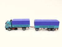 Herpa H0 Modellauto LKW MB Lastzug Pritsche-Plane "Hannover Papier" 1:87