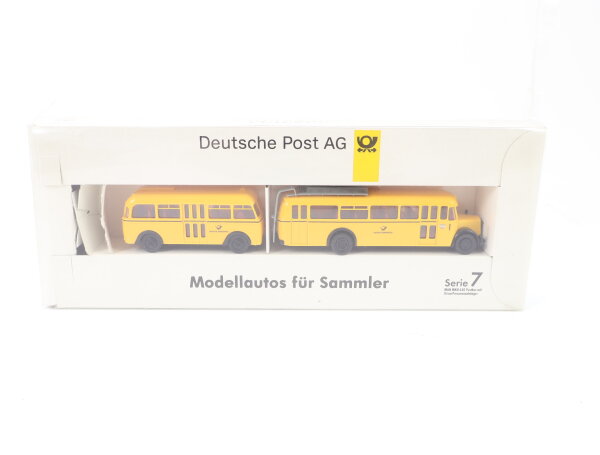 Brekina H0 Serie 7 Modellauto Bus Postbus MAN MKN 630 mit Orion-Anhänger 1:87