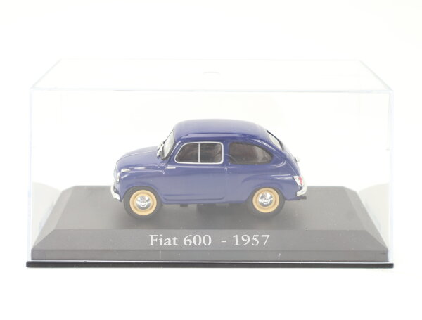 Modellauto PKW Fiat 600 Blau 1:43 im Display