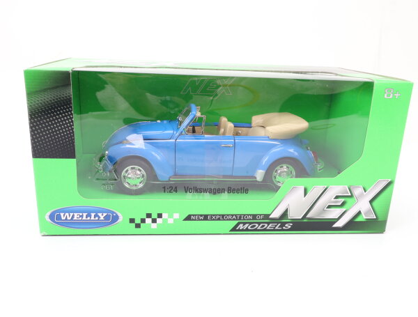 Welly NEX 22091 Modellauto PKW VW Käfer Cabriolet blau / 1:24 OVP