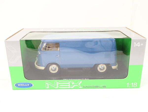 Welly NEX 18053W Modellauto PKW VW T1 Bus (1963) blau / 1:18 OVP