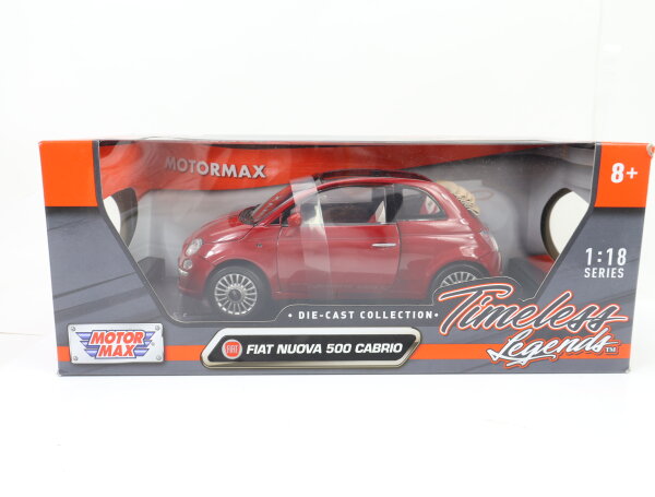 MotorMax 79164 Modellauto PKW Fiat Nuova  500 Cabrio rot 1:18 / OVP