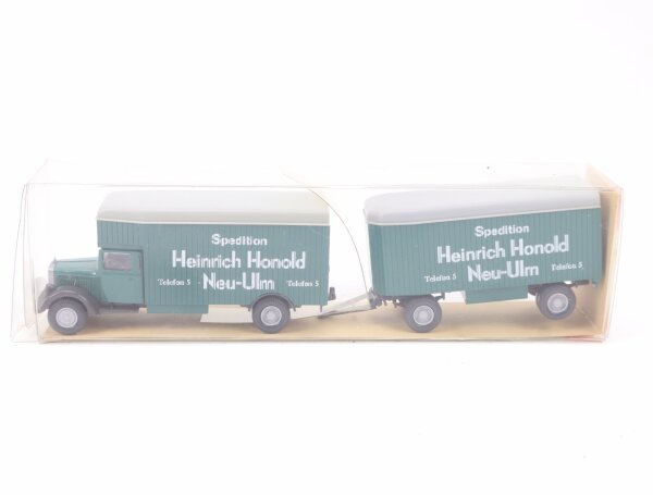 Wiking H0 278451 Modellauto LKW Möbel Lastzug MB "Heinrich Honold" Grün 1:87