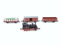 Minitrix N aus 51 1058 00 Güterzug 4-tlg. mit Gleismaterial und Trafo / defekt