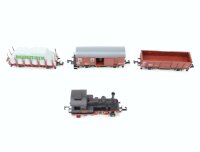Minitrix N aus 51 1058 00 Güterzug 4-tlg. mit Gleismaterial und Trafo / defekt