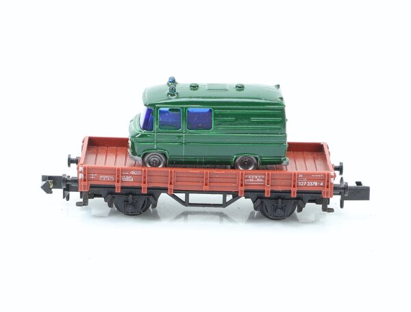 Arnold N 4550 offener Güterwagen Niederbordwagen +Einsatzfahrzeug 327 3 378-4 DB