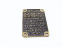 Eisenbahn Schild Lokschild Dampflokschild Bedienungsanweisung / Messingguss